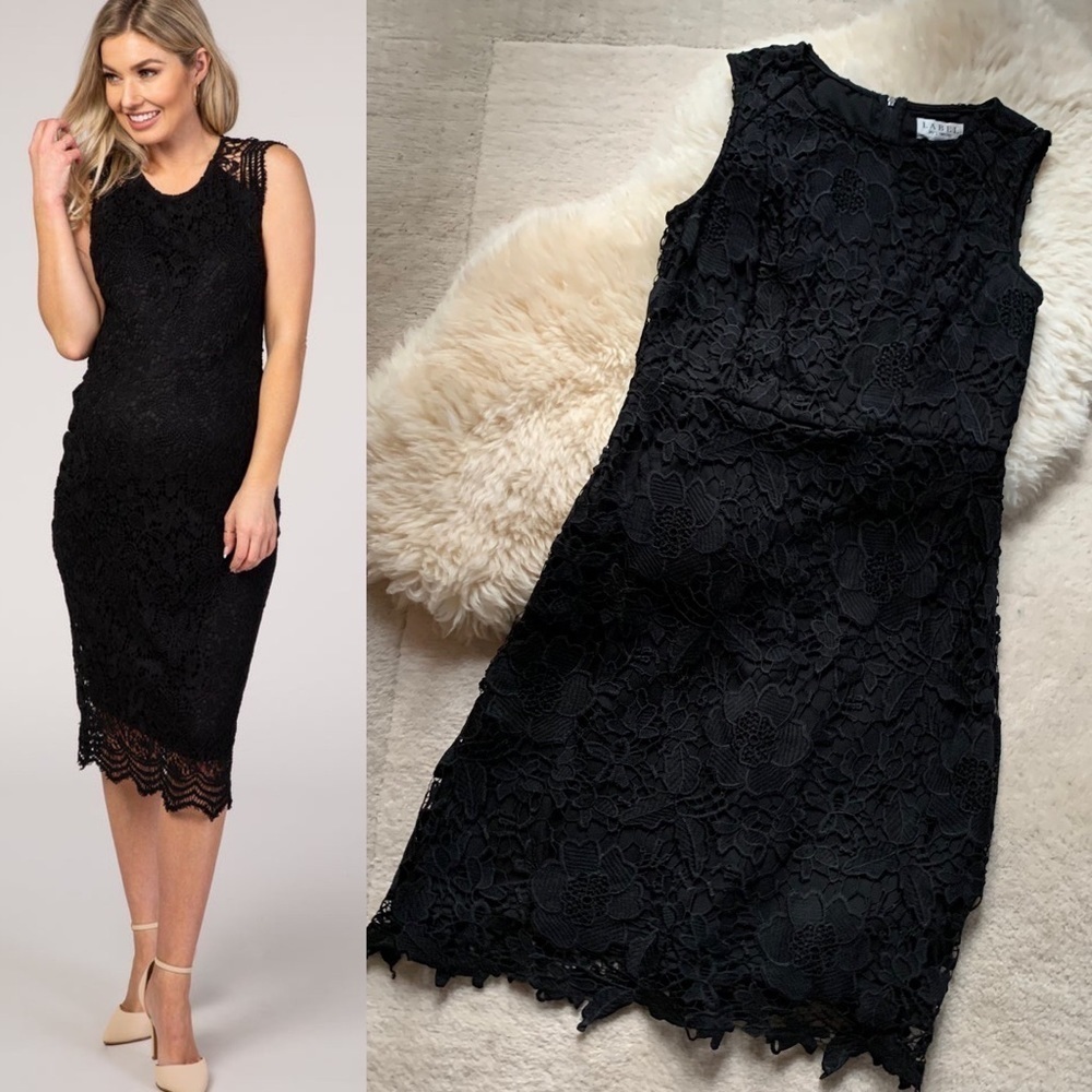Label by 5 Twelve Black Embroidered Lace Guipure Shift Sheath Dress 6